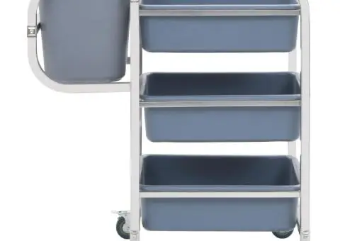 Cărucior de bucătărie cu recipiente din plastic, 82x43,5x93 cm - 2/5