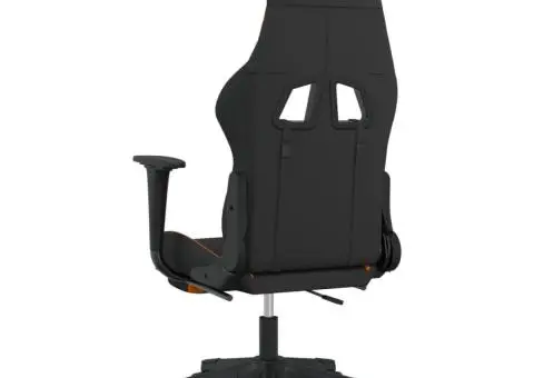 Scaun de gaming cu suport picioare, negru și oranj, textil - 5/5