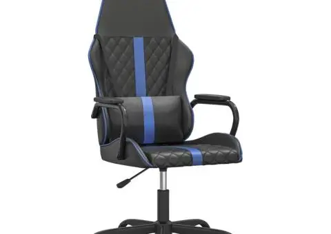 Scaun de jocuri, negru și albastru, piele ecologică - 2/5