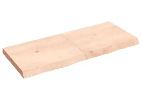 Poliță de perete, 120x50x(2-6)cm, lemn masiv de stejar netratat - 1/5