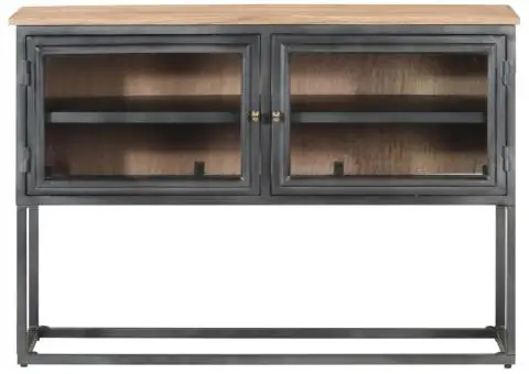 Servantă, 100x30x70 cm, gri, lemn masiv de acacia - 2/5