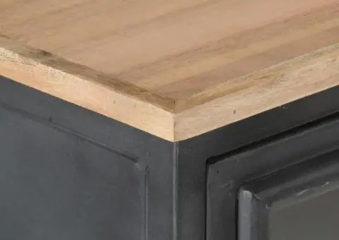 Servantă, 100x30x70 cm, gri, lemn masiv de acacia - 5/5