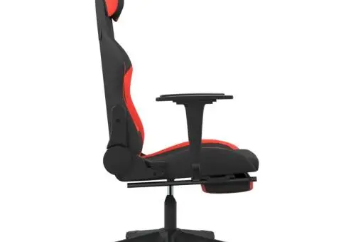 Scaun de gaming cu suport picioare, negru și roșu, textil - 4/5