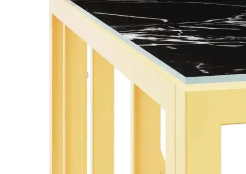 Masă de cafea, auriu, 50x50x50 cm, oțel inoxidabil și sticlă - 5/5