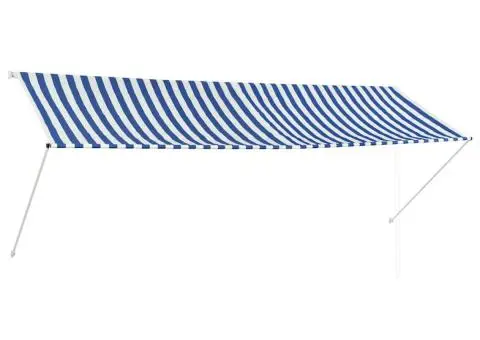 Copertină retractabilă, albastru și alb, 350 x 150 cm - 1/5