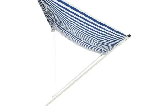 Copertină retractabilă, albastru și alb, 350 x 150 cm - 2/5