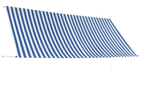 Copertină retractabilă, albastru și alb, 350 x 150 cm - 3/5
