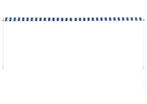 Copertină retractabilă, albastru și alb, 350 x 150 cm - 4/5