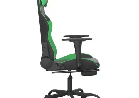 Scaun de gaming cu suport picioare negru/verde, piele ecologică - 4/5