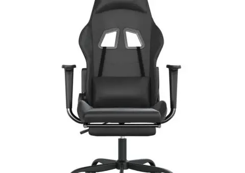 Scaun de gaming cu suport picioare, negru, piele ecologică - 3/5