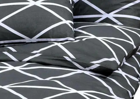 Set cu husă de pilotă, gri, 200x220 cm, bumbac - 4/5