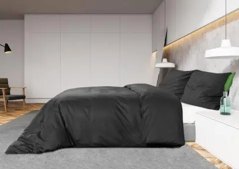 Set cu husă de pilotă, negru, 260x240 cm, microfibră - 4/5