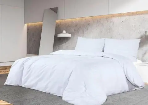 Set cu husă de pilotă, alb, 260x240 cm, microfibră - 1/5