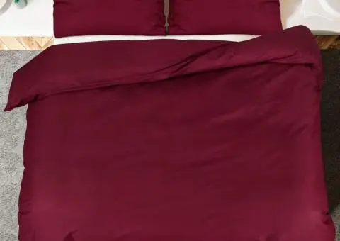 Set cu husă de pilotă, roșu bordo, 200x220 cm, microfibră - 5/5