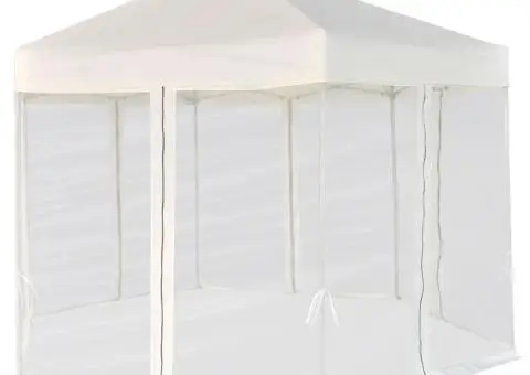 Marchiză pliabilă hexagonală, 6 pereți, alb crem, 3,6 x 3,1 m - 2/5