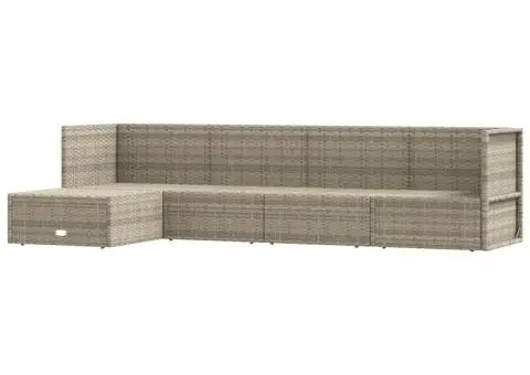 Set mobilier de grădină cu perne, 5 piese, gri, poliratan - 3/5