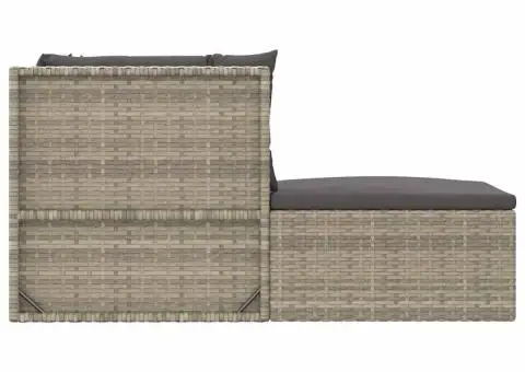 Set mobilier de grădină cu perne, 5 piese, gri, poliratan - 5/5