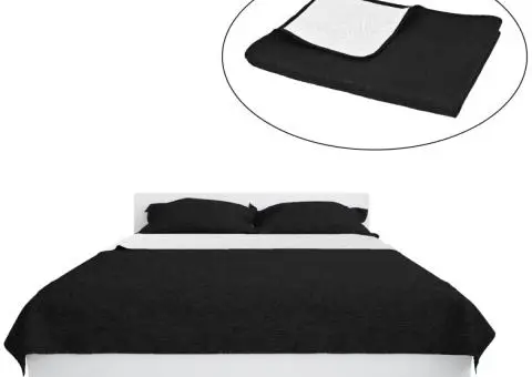 Cuvertură matlasată cu două fețe, 220x240 cm, negru și alb - 2/5