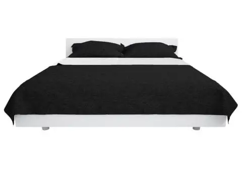 Cuvertură matlasată cu două fețe, 220x240 cm, negru și alb - 3/5