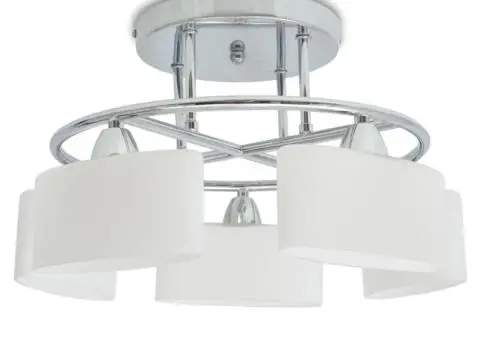 Lustră cu abajururi din sticlă elipsoide, 5 becuri E14, 200 W - 2/4