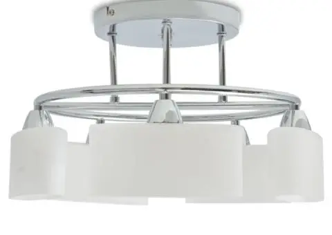 Lustră cu abajururi din sticlă elipsoide, 5 becuri E14, 200 W - 3/4