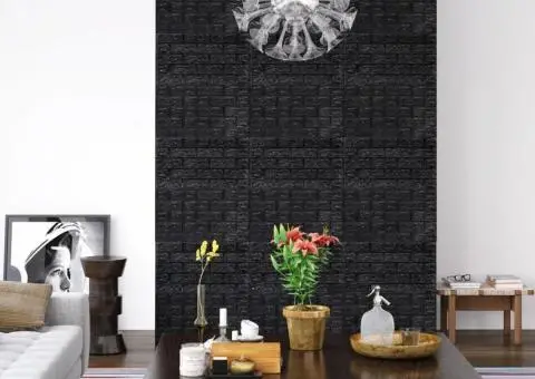 Tapet de perete autocolant, model cărămizi 3D, 40 buc., negru - 1/5