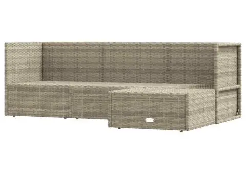 Set mobilier de grădină cu perne, 4 piese, gri, poliratan - 3/5