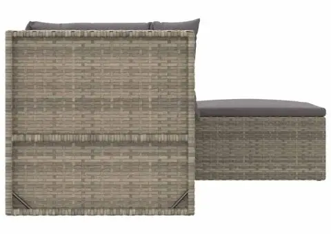 Set mobilier de grădină cu perne, 4 piese, gri, poliratan - 5/5