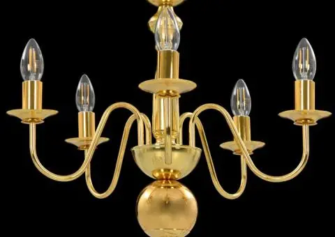 Candelabru, auriu, 5 becuri E14 - 3/5