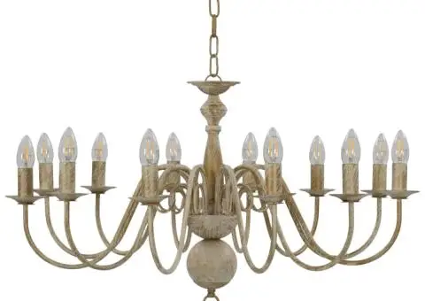 Candelabru, alb vintage, 12 becuri E14 - 2/5