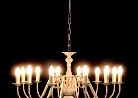 Candelabru, alb vintage, 12 becuri E14 - 3/5