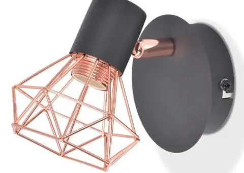 Lampă de perete 2 buc, E14, negru și arămiu - 2/5