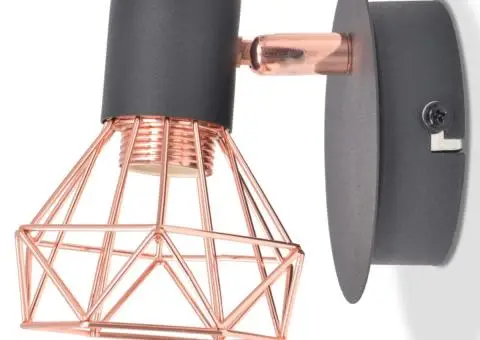 Lampă de perete 2 buc, E14, negru și arămiu - 3/5