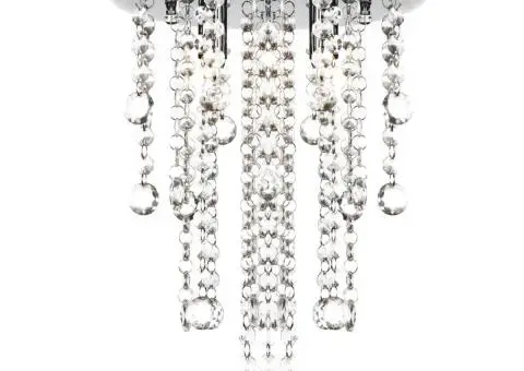 Plafonieră din metal alb, cu mărgele de cristal - 2/5