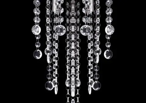 Plafonieră din metal alb, cu mărgele de cristal - 4/5