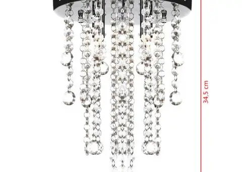 Plafonieră din metal alb, cu mărgele de cristal - 5/5