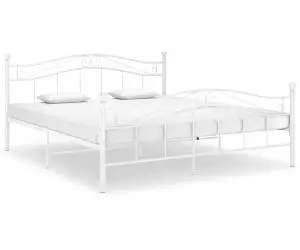 vidaXL Cadru de pat, alb, 200x200 cm, metal