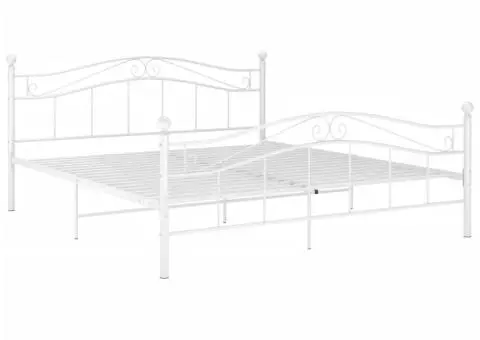 Cadru de pat, alb, 200x200 cm, metal - 2/5