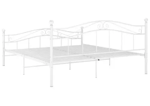 Cadru de pat, alb, 200x200 cm, metal - 5/5