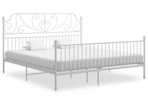 Cadru de pat, alb, 180x200 cm, metal - 1/5
