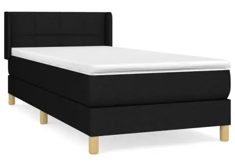 Pat box spring cu saltea, negru, 90x200 cm, textil - 2/5