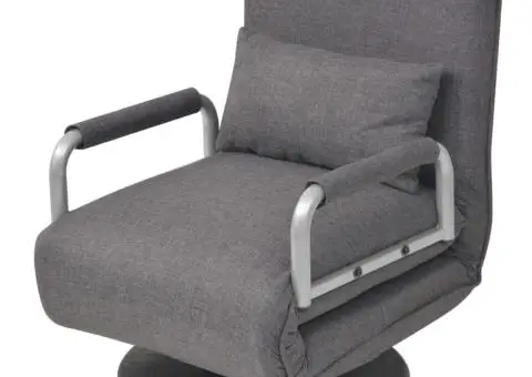 Scaun pivotant și canapea extensibilă, gri închis, textil - 1/5