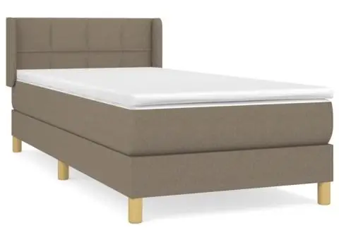 Pat box spring cu saltea, gri taupe, 80x200 cm, textil - 2/5