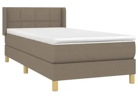 Pat box spring cu saltea, gri taupe, 80x200 cm, textil - 3/5