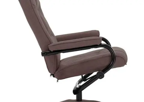 Fotoliu rabatabil cu taburet, maro, material textil - 5/5