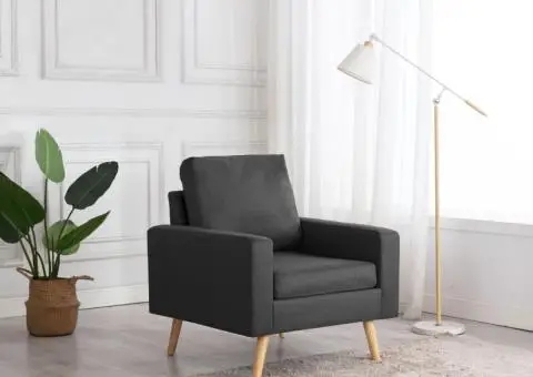 Fotoliu, gri închis, material textil - 1/5