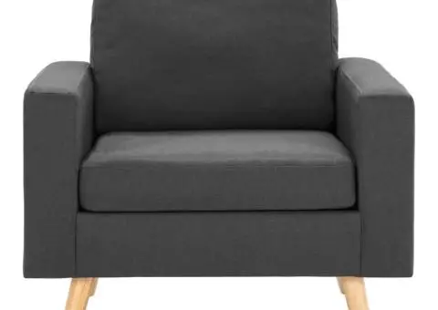 Fotoliu, gri închis, material textil - 3/5