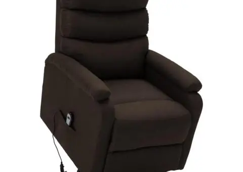 Fotoliu cu ridicare, maro închis, material textil - 1/5