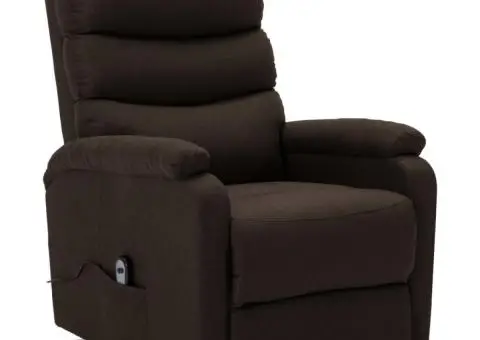 Fotoliu cu ridicare, maro închis, material textil - 2/5