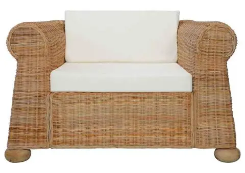 Fotoliu cu perne, culoare naturală, ratan - 3/5